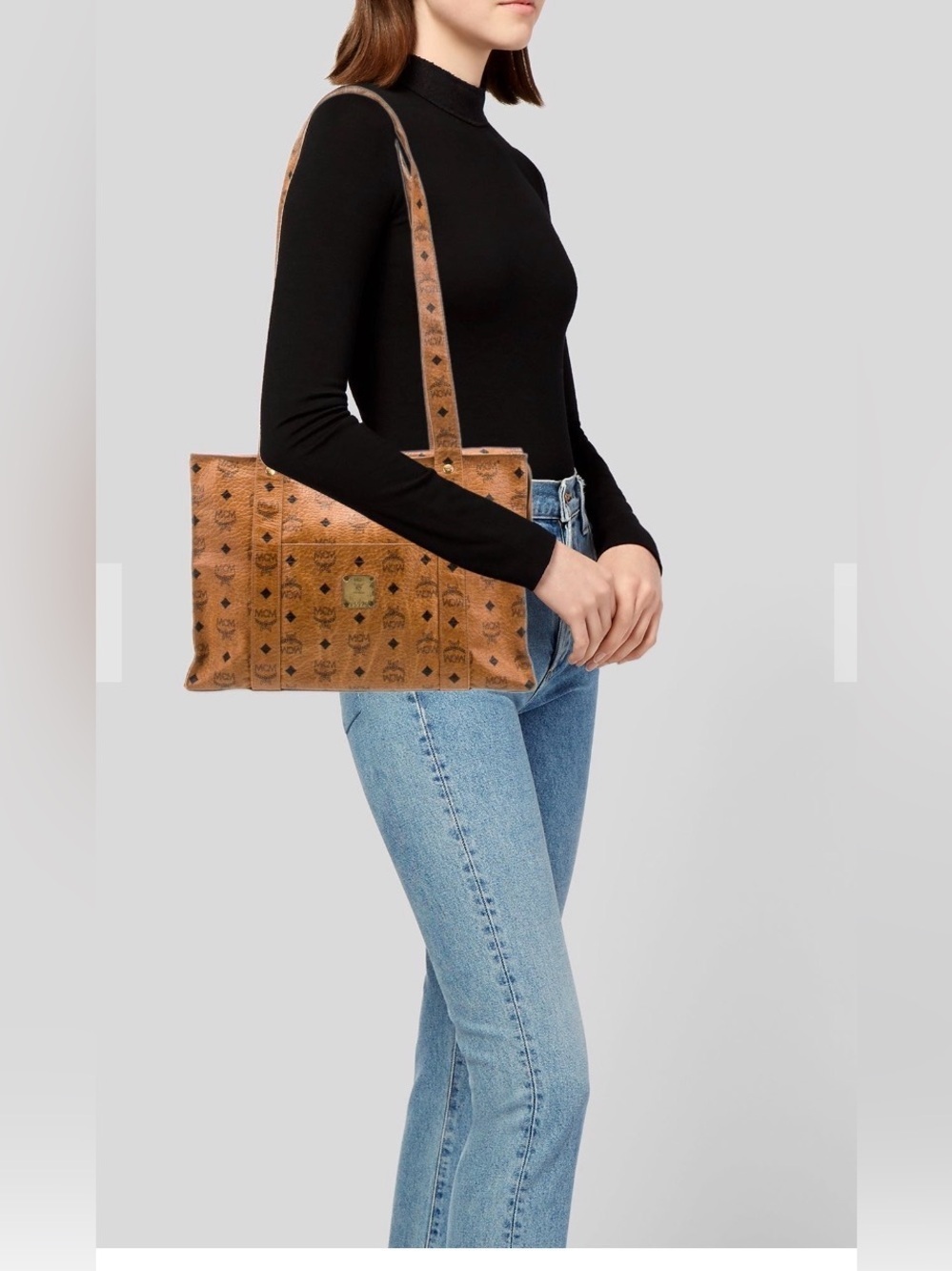 MCM Cognac Monogram Tote - Picture 2 of 11